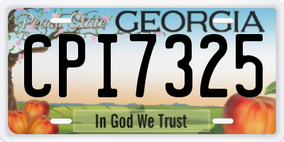 GA license plate CPI7325