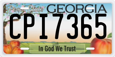 GA license plate CPI7365
