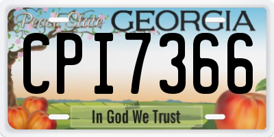 GA license plate CPI7366
