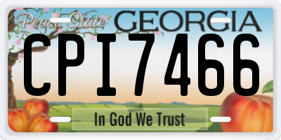 GA license plate CPI7466