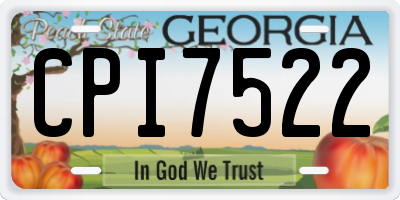 GA license plate CPI7522