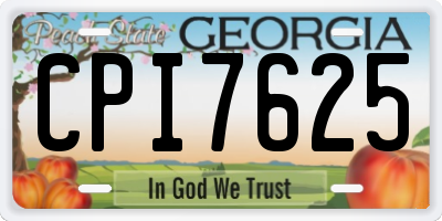 GA license plate CPI7625