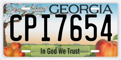 GA license plate CPI7654