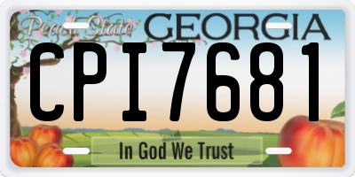 GA license plate CPI7681