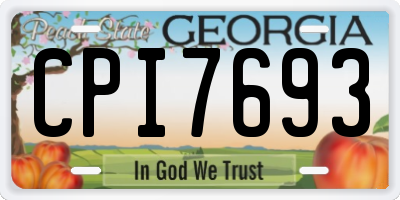 GA license plate CPI7693