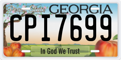 GA license plate CPI7699