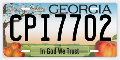 GA license plate CPI7702