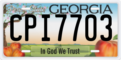 GA license plate CPI7703