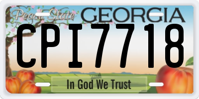 GA license plate CPI7718