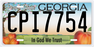 GA license plate CPI7754