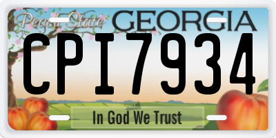 GA license plate CPI7934