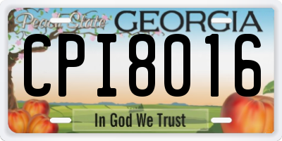 GA license plate CPI8016