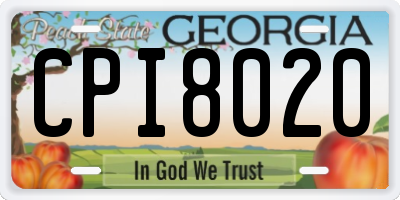 GA license plate CPI8020