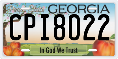 GA license plate CPI8022