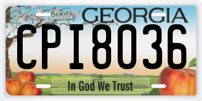 GA license plate CPI8036