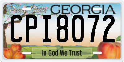GA license plate CPI8072