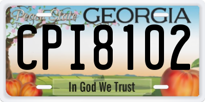 GA license plate CPI8102