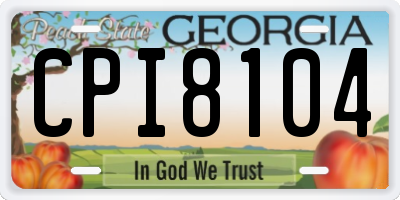 GA license plate CPI8104