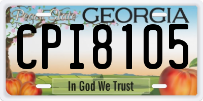 GA license plate CPI8105
