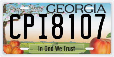 GA license plate CPI8107
