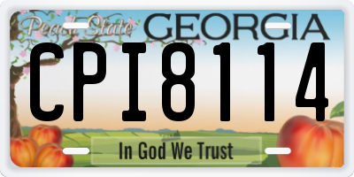GA license plate CPI8114