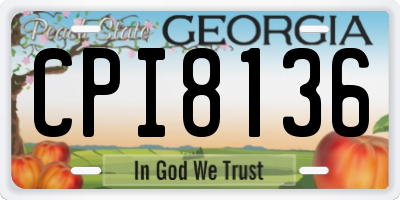 GA license plate CPI8136