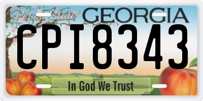GA license plate CPI8343