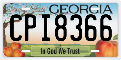 GA license plate CPI8366