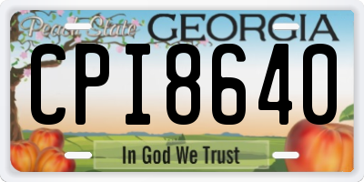 GA license plate CPI8640