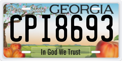GA license plate CPI8693