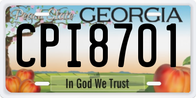 GA license plate CPI8701