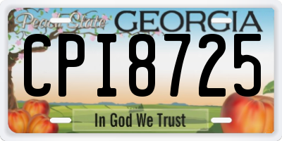 GA license plate CPI8725