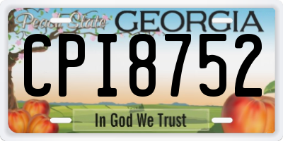 GA license plate CPI8752