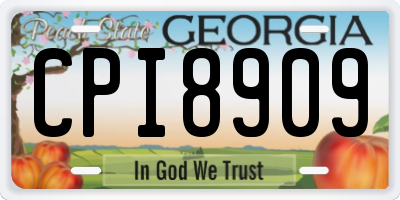 GA license plate CPI8909