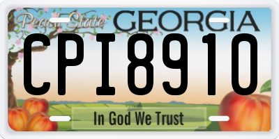 GA license plate CPI8910