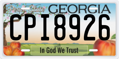 GA license plate CPI8926