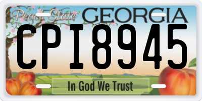GA license plate CPI8945