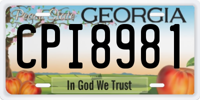 GA license plate CPI8981