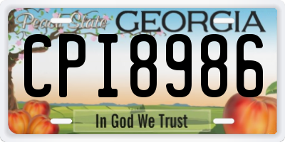 GA license plate CPI8986