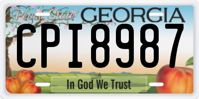 GA license plate CPI8987