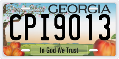 GA license plate CPI9013