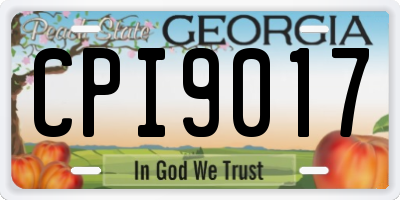 GA license plate CPI9017