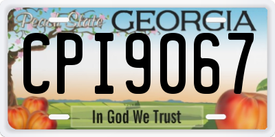 GA license plate CPI9067