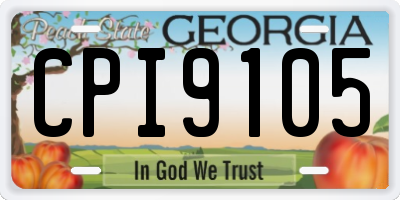 GA license plate CPI9105