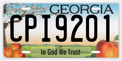 GA license plate CPI9201
