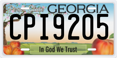 GA license plate CPI9205