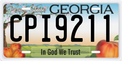 GA license plate CPI9211