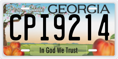 GA license plate CPI9214