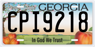 GA license plate CPI9218