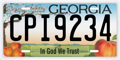 GA license plate CPI9234